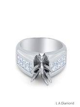 18K White Gold Diamond Bezel Corner Princess Cut Semi-Mount Engagement Ring (1 ct)